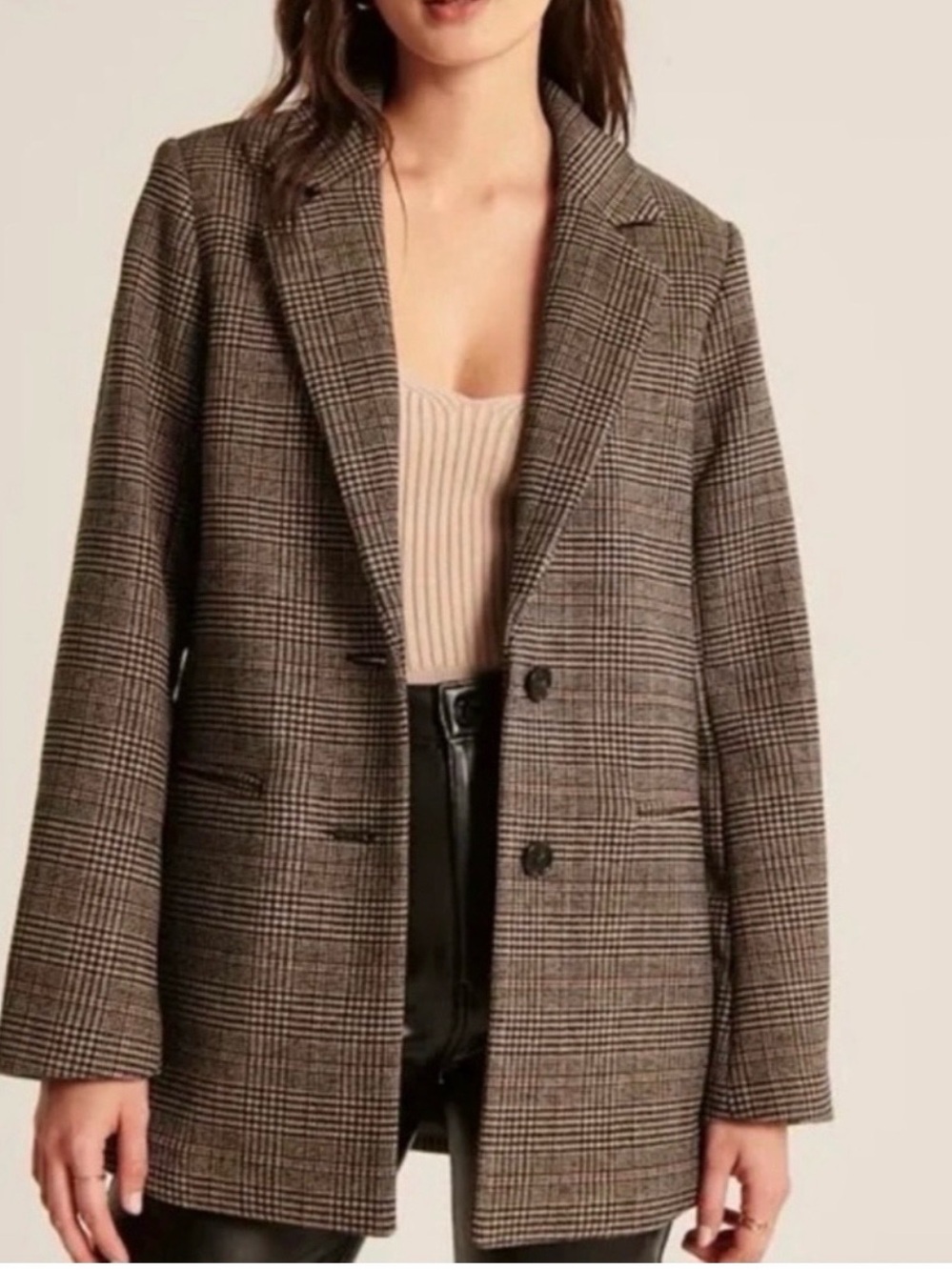 Abercrombie & Fitch Plaid Wool Blend Blazer Coat Jacket